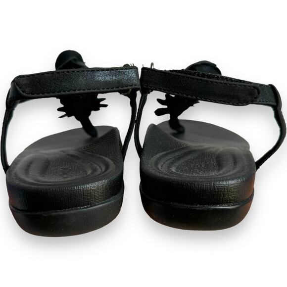 Aetrex Women’s Charlie Black Leather T-strap Thong Flat Sandal Size 8.5 NEW - Picture 8 of 11
